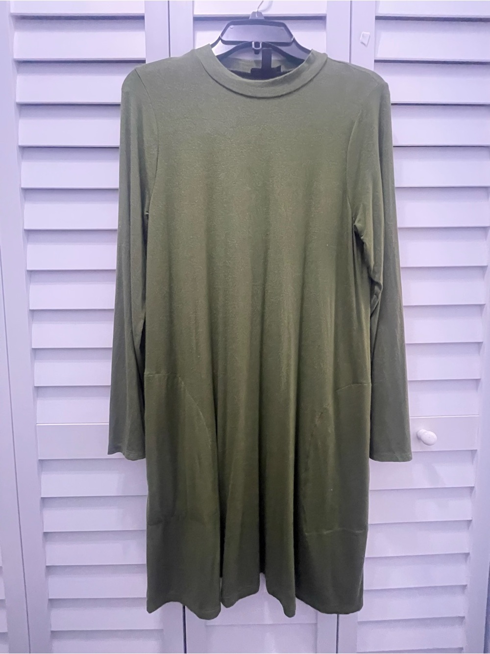J Crew Women’s Olive Green Long Sleeve A-Line Dress. Size M